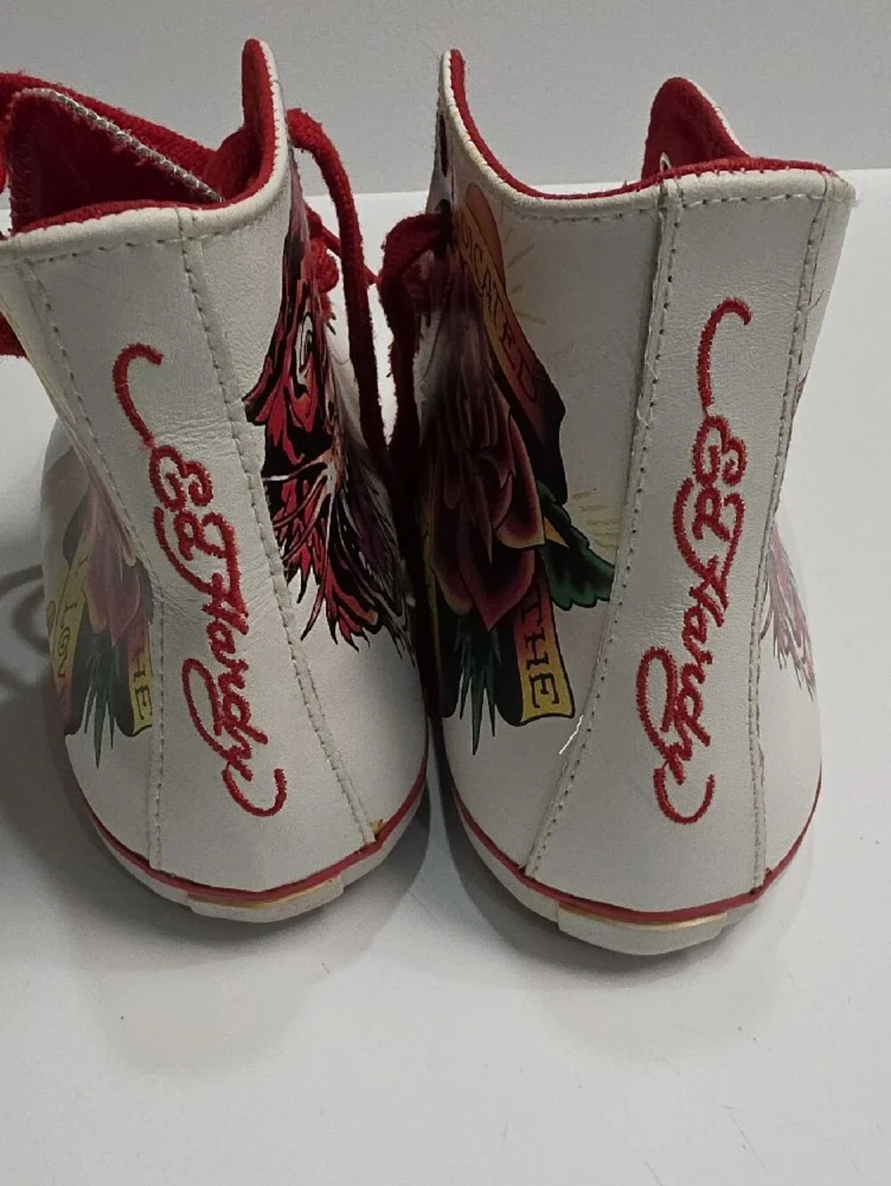 Vintage Ed Hardy Christian Audigier High-Top Leather Sneakers–Tiger & Rose Size9